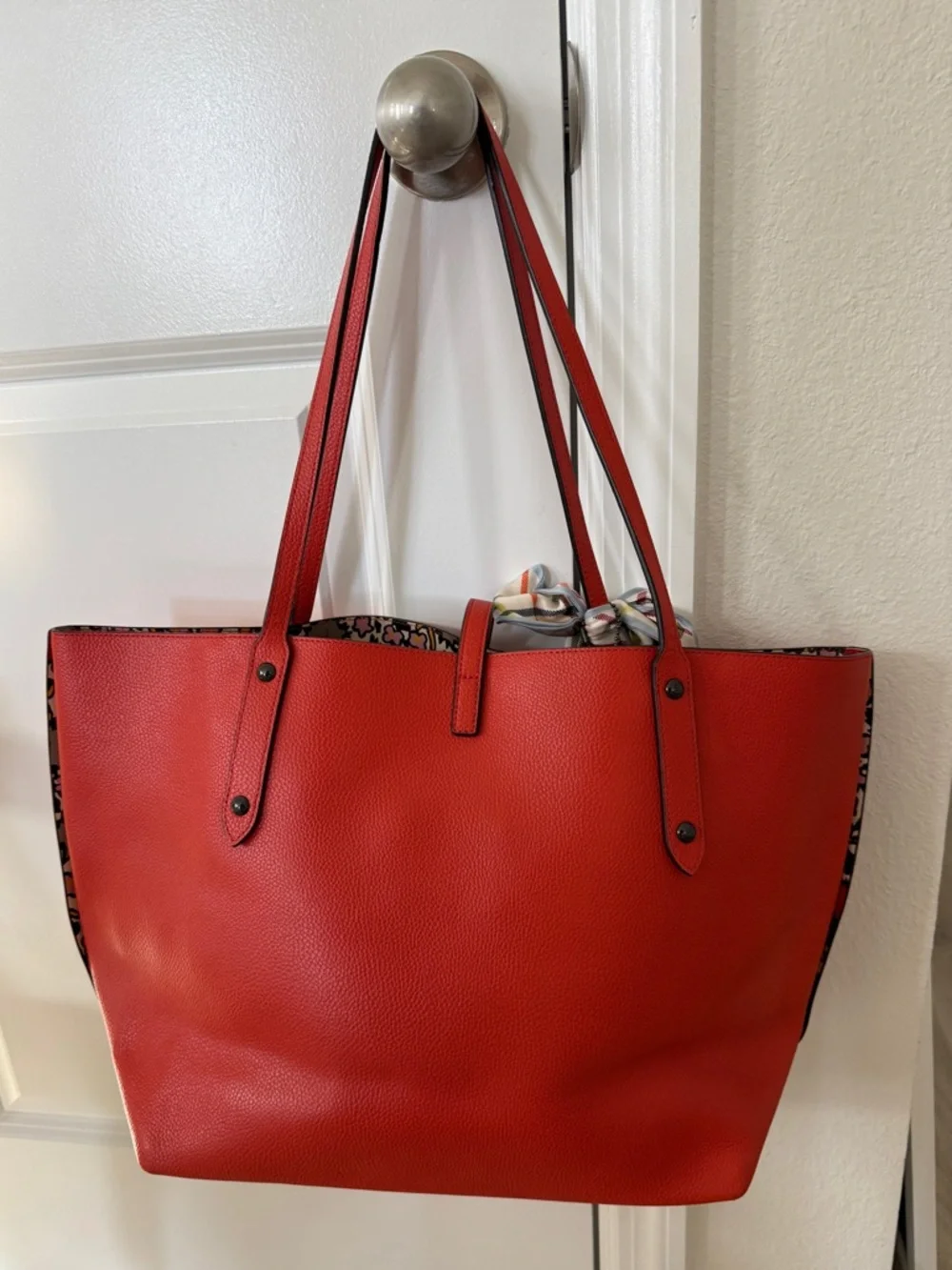 Coach Orange Market Turnlock Tote + coach purse scarf